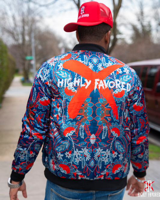 HF Floral Pattern Bomber Jacket